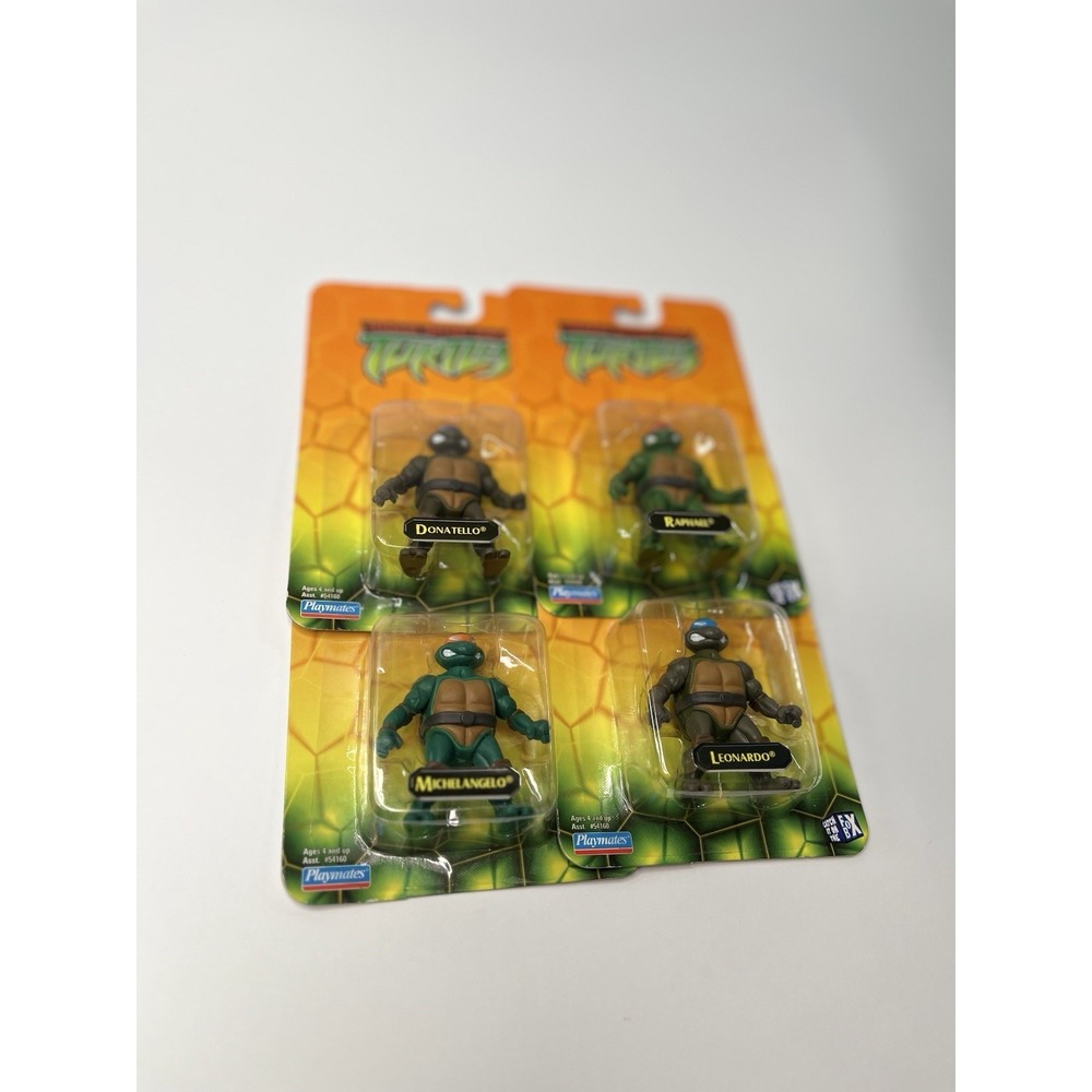 Set Of 4 Vintage 2002 Teenage Mutant Ninja Turtles Mini-Action Figures Playmates